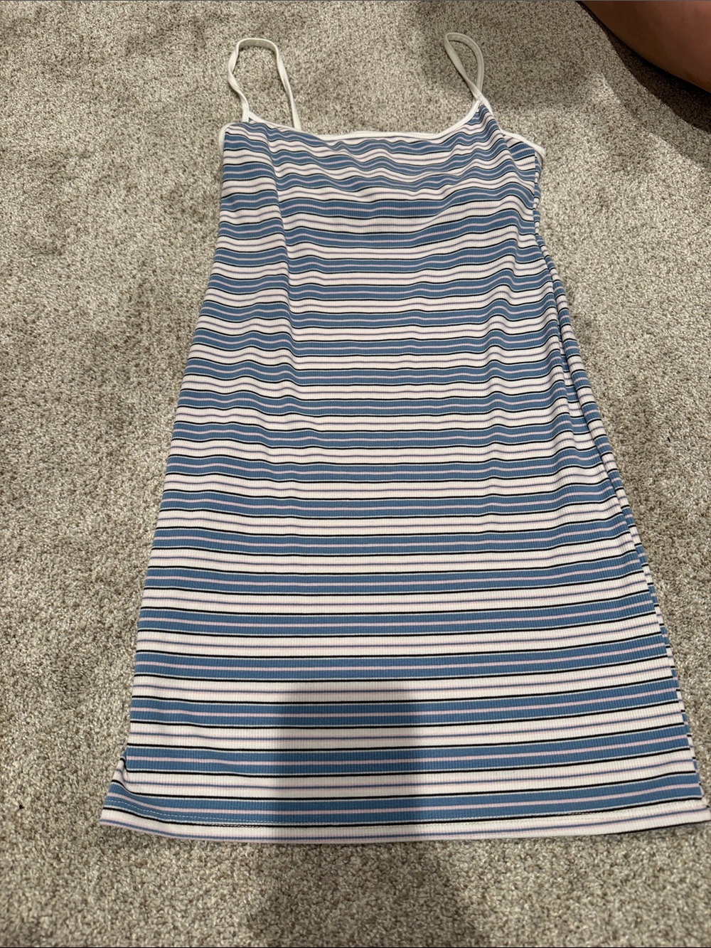 ANTISTAR Striped Tube/Bodycon Top - White, Blue & Pink